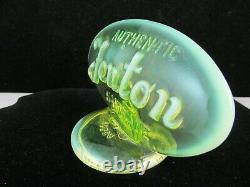 Fenton Factory Oval Vaseline Opalescent Logo Sign Fagca 1980 Yellow Glows