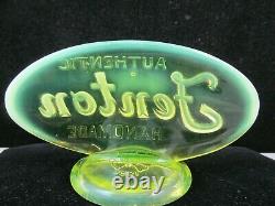 Fenton Factory Oval Vaseline Opalescent Logo Sign Fagca 1980 Yellow Glows