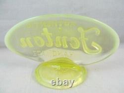 Fenton Factory Oval Vaseline Opalescent Logo Sign Fagca 1980 Yellow Glows