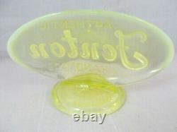 Fenton Factory Oval Vaseline Opalescent Logo Sign Fagca 1980 Yellow Glows