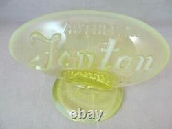 Fenton Factory Oval Vaseline Opalescent Logo Sign Fagca 1980 Yellow Glows