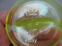 Fenton Factory Oval Vaseline Opalescent Logo Sign Fagca 1980 Yellow Glows