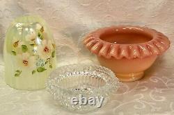 Fenton, Fairy Light, Burmese & Topaz Opalescent Glass, Hand Decorated, Honey Bee