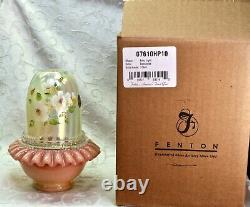 Fenton, Fairy Light, Burmese & Topaz Opalescent Glass, Hand Decorated, Honey Bee