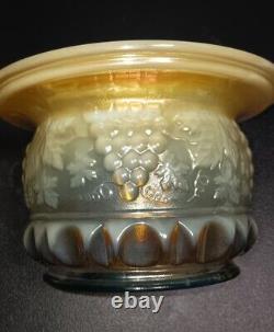 Fenton For Levay Aqua Opalescent Iridescent Spittoon Grape And Cable