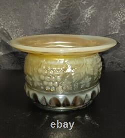 Fenton For Levay Aqua Opalescent Iridescent Spittoon Grape And Cable