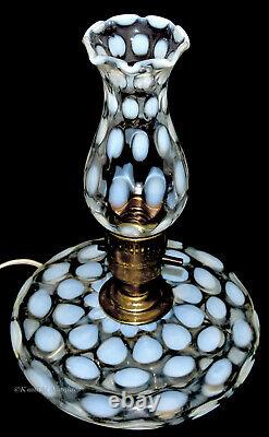 Fenton French Opalescent G70 Dot Optic / Coin Spot Scarce Pancake / Boudoir Lamp