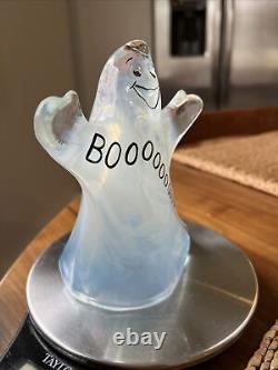 Fenton Ghost Opalescent Art Glass Figurine Hand Painted Signed By Artist