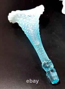 Fenton Glass Blue Opalescent Hobnail Large Epergne, Awesome Condition