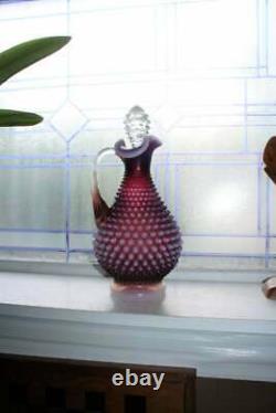 Fenton Glass Plum Opalescent Hobnail Decanter Vintage 1960s