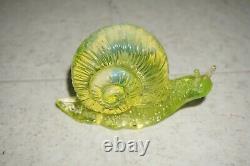 Fenton Glass Topaz / Vaseline Glass Opalescent Rosso Special Order Snail