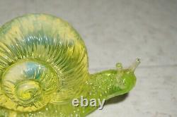 Fenton Glass Topaz / Vaseline Glass Opalescent Rosso Special Order Snail