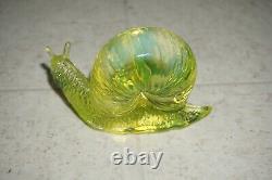 Fenton Glass Topaz / Vaseline Glass Opalescent Rosso Special Order Snail