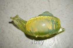 Fenton Glass Topaz / Vaseline Glass Opalescent Rosso Special Order Snail