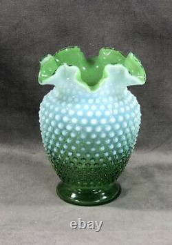 Fenton Green Opalescent Hobnail 6 Vase 1938-1942 Super Rare