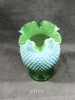 Fenton Green Opalescent Hobnail 6 Vase 1938-1942 Super Rare