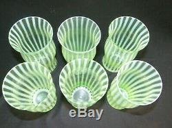 Fenton Green Opalescent Optic Art Glass Pitcher 12 Cups Night Cap Set Excellent