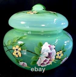 Fenton Hand Painted French Opalescent Cased With Fern Green Candy Dish LIMITED