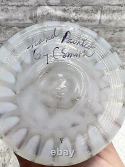 Fenton Heirloom Optics Opalescent Swirl Purple Rim Signed Art Glass Vase 10