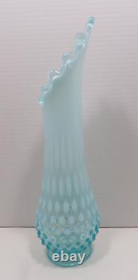 Fenton Hobnail Blue Opalescent Swung Stretch Vase 12 TALL RARE FREE SHIPPING