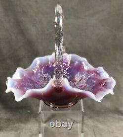 Fenton Iridized Plum Opalescent Holly Berry Basket CV022