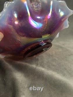 Fenton Iridized Plum Opalescent Holly Berry Basket CV022