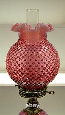 Fenton LAMP CRANBERRY OPALESCENT 26 Vintage GWTW Free Ship LOWER48
