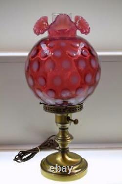 Fenton Lamp Cranberry Opalescent COIN SPOT 17 1/2 Z0113 Free48stSHIP
