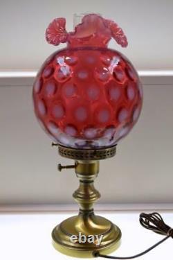 Fenton Lamp Cranberry Opalescent COIN SPOT 17 1/2 Z0113 Free48stSHIP