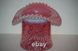 Fenton Large Cranberry Opalescent Daisy Fern Top Hat Vase 7.75H x 8.75W