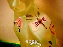 Fenton Lily Trail Opalescent Topaz Glass Cat Hand Painted Artist Signed No Flaws