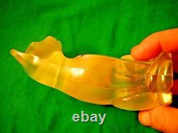 Fenton Lily Trail Opalescent Topaz Glass Cat Hand Painted Artist Signed No Flaws