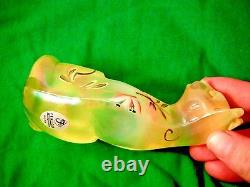 Fenton Lily Trail Opalescent Topaz Glass Cat Hand Painted Artist Signed No Flaws