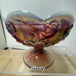 Fenton Lily of the Valley Fairy Lamp Plum Opalescent Iridescent Glass Vintage