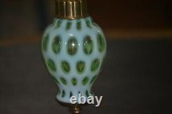 Fenton Lime Green Opalescent Coin Dot Lamp Working Condition 1950s