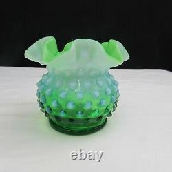 Fenton Lime Green Opalescent Hobnail 3 Vase 1952 HTF W14