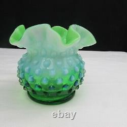 Fenton Lime Green Opalescent Hobnail 3 Vase 1952 HTF W14