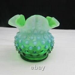 Fenton Lime Green Opalescent Hobnail 3 Vase 1952 HTF W14