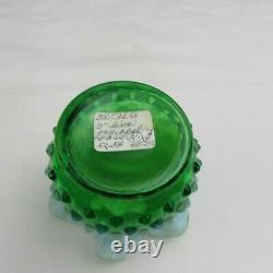 Fenton Lime Green Opalescent Hobnail 3 Vase 1952 HTF W14