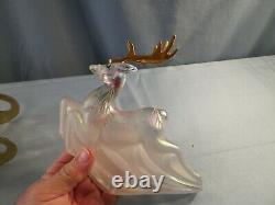 Fenton Opalescent Glass Hand Painted Reindeer & Sleigh on Runners Set