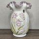 Fenton Opalescent Hand Painted Daffodil Vase Signed