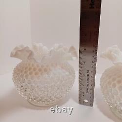 Fenton Opalescent Moonstone Hobnail Rose Vases Set Of 2, 5.5 Inch