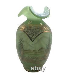 Fenton Opaline Green Cased American Masterworks After The Rain 11 Hand-Paint