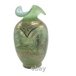 Fenton Opaline Green Cased American Masterworks After The Rain 11 Hand-Paint