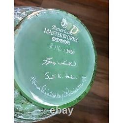Fenton Opaline Green Cased American Masterworks After The Rain 11 Hand-Paint