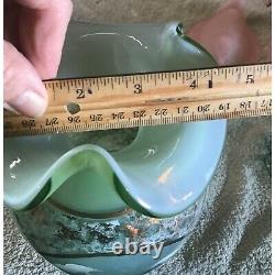 Fenton Opaline Green Cased American Masterworks After The Rain 11 Hand-Paint