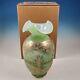 Fenton Opaline Green Cased Art Glass After The Rain Vase American Masterworks Le