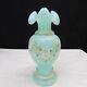 Fenton Opaline Green Floral Hand Painted Vase Special Order Le 1997 C1243