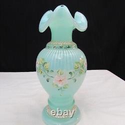 Fenton Opaline Green Floral Hand Painted Vase Special Order LE 1997 C1243