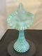 Fenton Persian Blue Opalescent Jack In Pulpit Dot Optic Vase Le -free Shipping